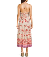 C&V Chelsea & Violet Floral Border Printed Halter Midi Dress