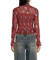 C&V Chelsea & Violet Floral Print Long Sleeve Smocked Coordinating Top