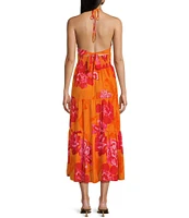 C&V Chelsea & Violet Floral Printed Halter Midi Dress