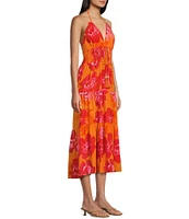 C&V Chelsea & Violet Floral Printed Halter Midi Dress