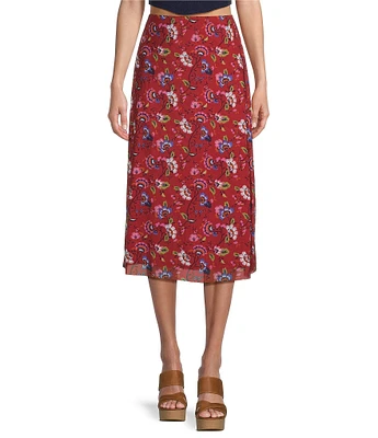 C&V Chelsea & Violet Floral Printed Mesh Midi Skirt