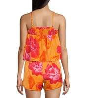 C&V Chelsea & Violet Floral Square Neck Sleeveless Smocked Coordinating Tank Top