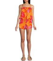 C&V Chelsea & Violet Floral Square Neck Sleeveless Smocked Coordinating Tank Top