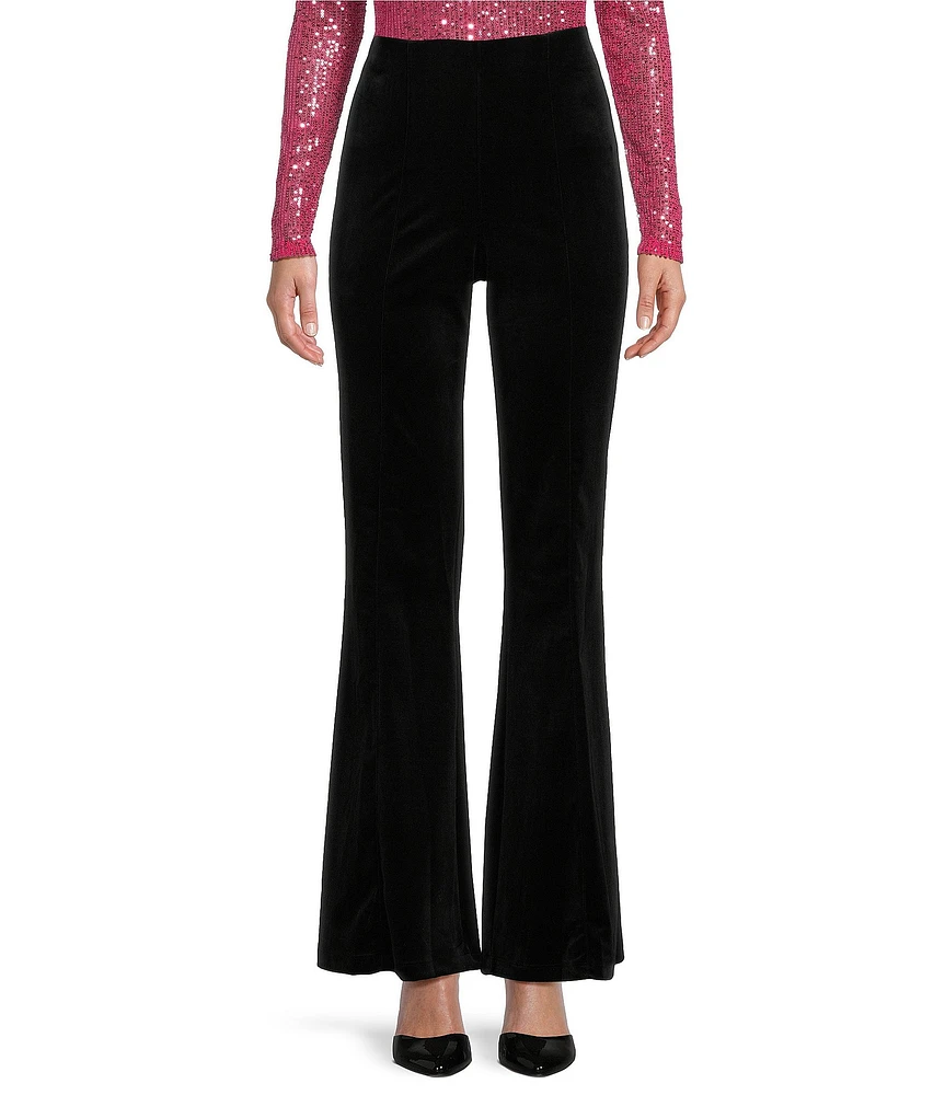 C&V Chelsea & Violet High Rise Velvet Pull On Flare Pants