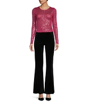 C&V Chelsea & Violet High Rise Velvet Pull On Flare Pants