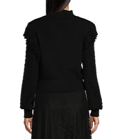 C&V Chelsea & Violet Long Sleeve Fringed Jaquard Sweater