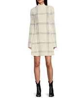 C&V Chelsea & Violet Long Sleeve Plaid Flare Sweater Dress