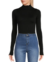 C&V Chelsea & Violet Lurex Mock Neck Bodysuit