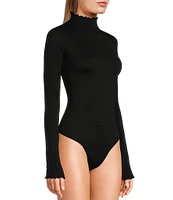 C&V Chelsea & Violet Lurex Mock Neck Bodysuit