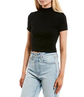 C&V Chelsea & Violet Mock Neck Seamless Knit Crop Top