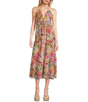 C&V Chelsea & Violet Paisley Printed Halter Midi Dress