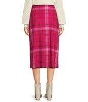 C&V Chelsea & Violet Plaid Printed Mesh Midi Skirt