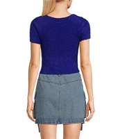 C&V Chelsea & Violet Short Sleeve Eyelash Sweater