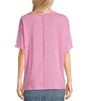 C&V Chelsea & Violet Short Sleeve Round Neck Burnout T-Shirt