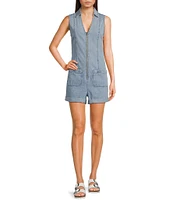 C&V Chelsea & Violet Sleeveless Rolled Hem Denim Romper