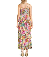 C&V Chelsea & Violet Square Neck Sleeveless Tiered Paisley Print Maxi Dress