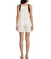 C&V Chelsea & Violet Square Neck Sleeveless Washed Twill Shortall