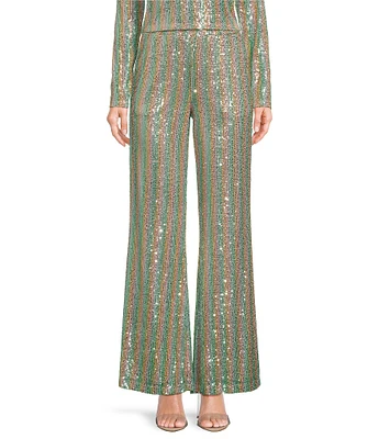 C&V Chelsea & Violet Stripe Sequin Flare Leg Coordinating Pants