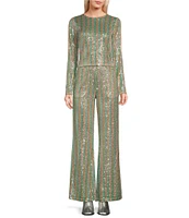 C&V Chelsea & Violet Stripe Sequin Flare Leg Coordinating Pants