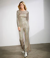 C&V Chelsea & Violet Stripe Sequin Flare Leg Coordinating Pants