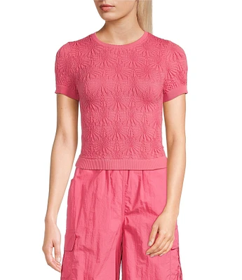 C&V Chelsea & Violet Textured Floral Seamless T-Shirt