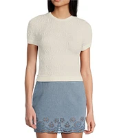 C&V Chelsea & Violet Textured Floral Seamless T-Shirt