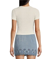 C&V Chelsea & Violet Textured Floral Seamless T-Shirt
