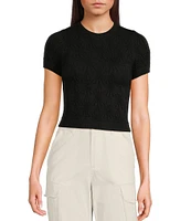 C&V Chelsea & Violet Textured Floral Seamless T-Shirt