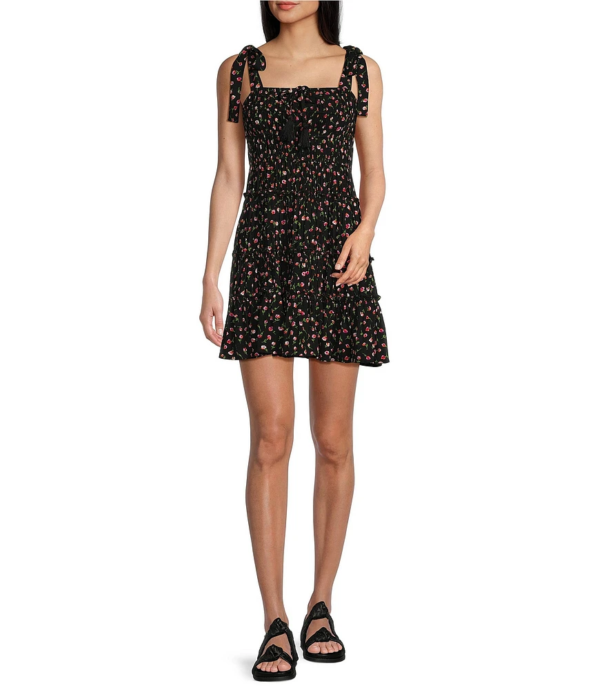 C&V Chelsea & Violet Tie Shoulder Ditsy Floral Print Dress