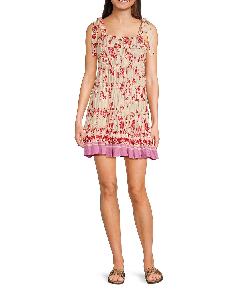 C&V Chelsea & Violet Tie Shoulder Floral Print Dress