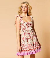 C&V Chelsea & Violet Tie Shoulder Floral Print Dress