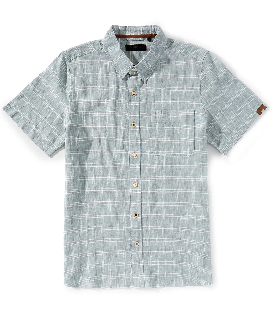 Dakota Grizzly Nate Short Sleeve Windowpane Plaid Woven Shirt