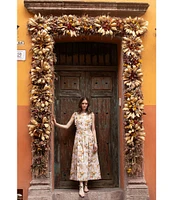 Damaris Bailey Aurora Boat Neck Sleeveless Floral A-Line Midi Dress