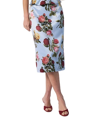 Damaris Bailey Coordinating Delicias Rose Print Pencil Midi Skirt