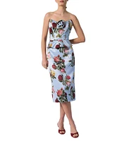 Damaris Bailey Coordinating Delicias Rose Print Pencil Midi Skirt