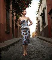 Damaris Bailey Coordinating Delicias Rose Print Pencil Midi Skirt