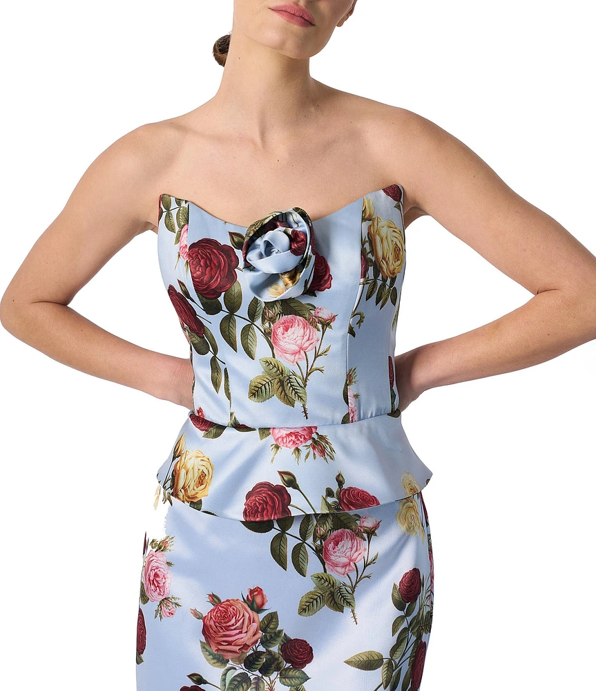Damaris Bailey Coordinating Delicias Rosette Rose Print Sweetheart Neckline Sleeveless Corset Top
