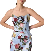 Damaris Bailey Coordinating Delicias Rosette Rose Print Sweetheart Neckline Sleeveless Corset Top