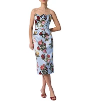 Damaris Bailey Coordinating Delicias Rosette Rose Print Sweetheart Neckline Sleeveless Corset Top