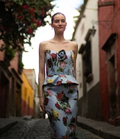 Damaris Bailey Coordinating Delicias Rosette Rose Print Sweetheart Neckline Sleeveless Corset Top