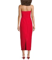 Damaris Bailey Delicias Rosette Corset Applique Flower Strapless Midi Dress