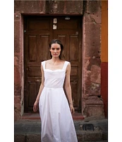 Damaris Bailey Maribel Linen Sweetheart Neckline Sleeveless A-Line Midi Dress
