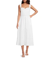 Damaris Bailey Maribel Linen Sweetheart Neckline Sleeveless A-Line Midi Dress