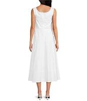 Damaris Bailey Maribel Linen Sweetheart Neckline Sleeveless A-Line Midi Dress