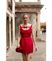 Damaris Bailey Marissa Silk Bow Scoop Neck Sleeveless Mini Dress