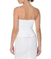 Damaris Bailey Rosette Sweetheart Neck Strapless Silk Corset Peplum Top