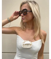 Damaris Bailey Rosette Sweetheart Neck Strapless Silk Corset Peplum Top