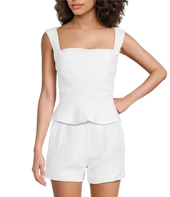 Damaris Bailey Rosita Linen Square Neck Coordinating Peplum Top
