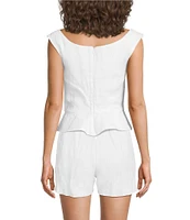 Damaris Bailey Rosita Linen Square Neck Coordinating Peplum Top