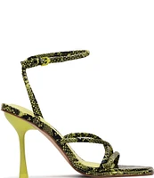 D'Amelio Footwear Dalilah Snake Print Strappy Dress Sandals